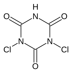 Формула молекулы Дихлор-c-триазинтрион| Formula of active ingredient Dichloro-s-triazinetrione 