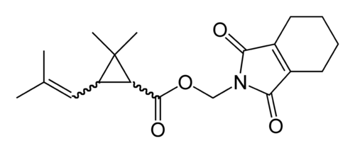 Формула молекулы Тетраметрин| Formula of active ingredient Tetramethrin 