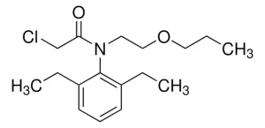 Формула молекулы Претилахлор| Formula of active ingredient Pretilachlor 
