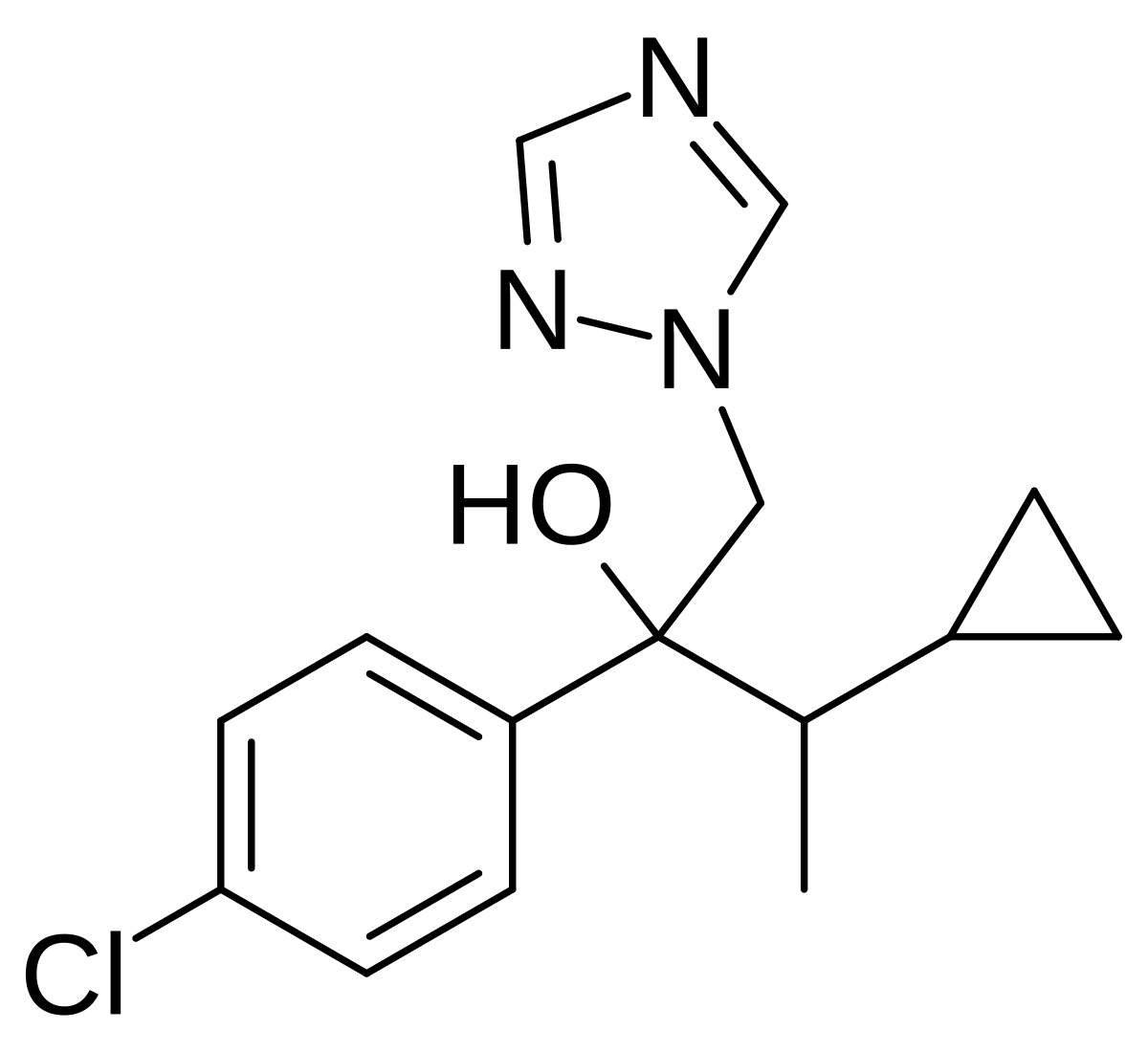 Формула молекулы Ципроконазол| Formula of active ingredient Cyproconazole 